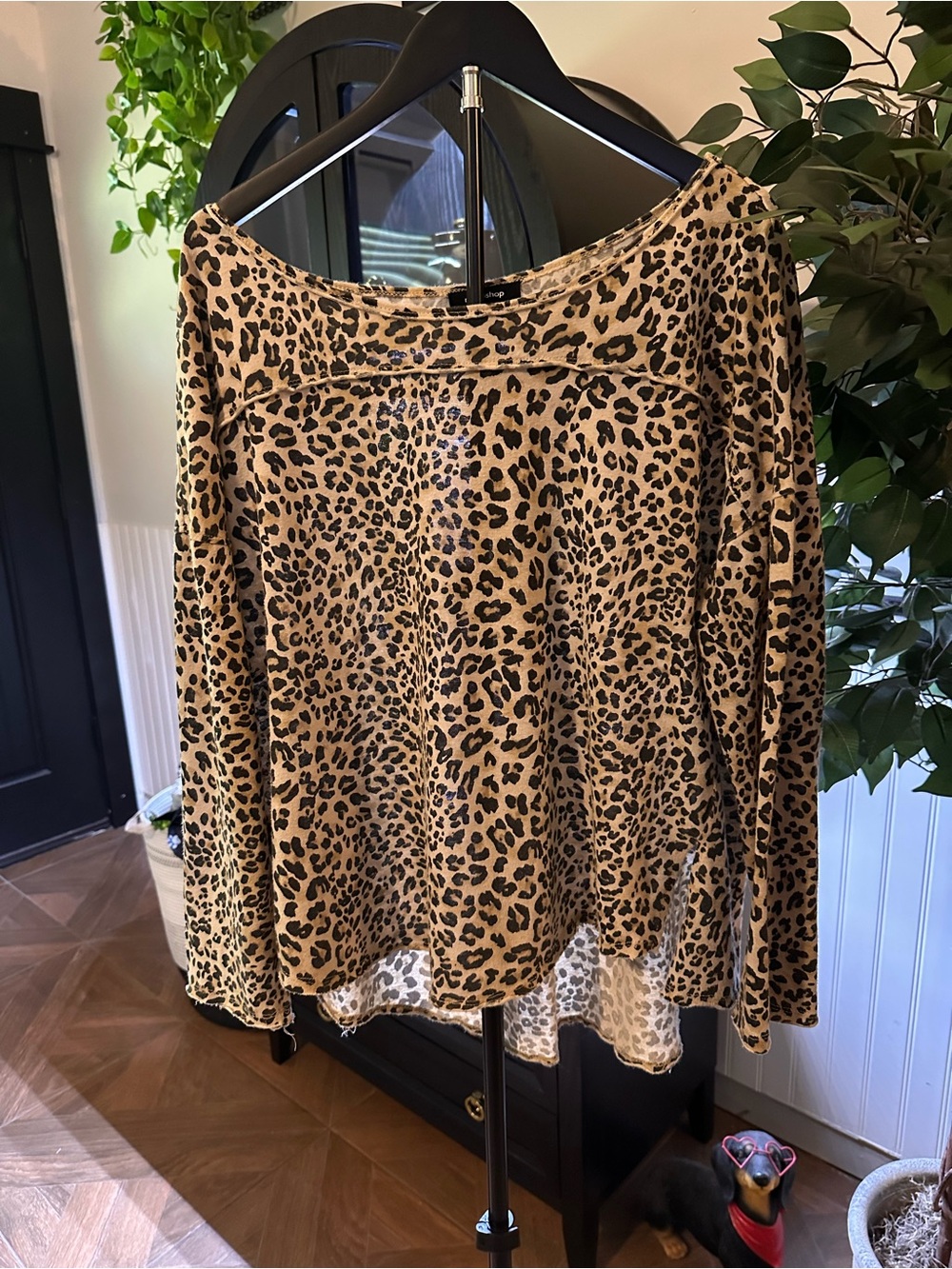 mittoshop Leopard Print Tunic Top - Tan and Black